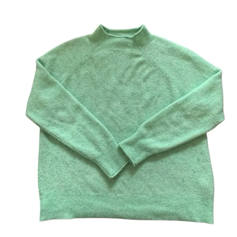 J.Crew Green Roll-Neck Supersoft Yarn Sweater Womens Sz Medium Alpaca Blend Knit